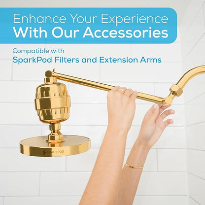 SparkPod Shower Head - High Pressure Rain - Premium Quality Luxury Design - Easy Clean Adjustable Replacement for Your Bathroom Shower Heads (Egyptian Gold, 6 Inch Round)