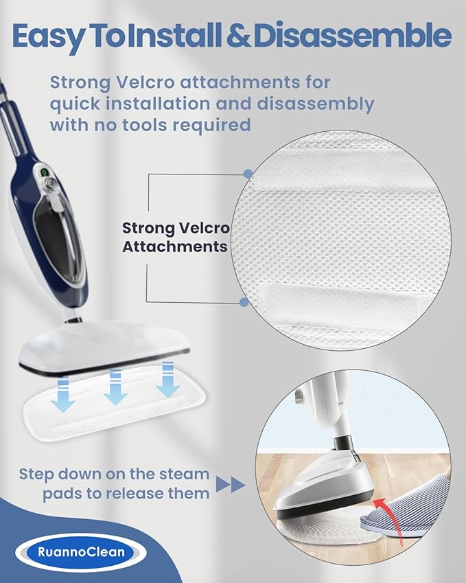 Steam Mop Pads Compatible with GorFanty Steam Mop GF-6610B/GF-6610, Replacement Steam Pads Compatible with Neugo NE033/NE033M & Mxnsewr Steam Mop, Steam Replacement Pads -4 Pack, White