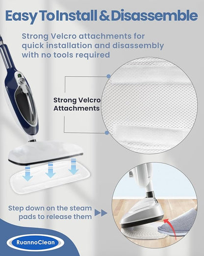 Steam Mop Pads Compatible with GorFanty Steam Mop GF-6610B/GF-6610, Replacement Steam Pads Compatible with Neugo NE033/NE033M & Mxnsewr Steam Mop, Steam Replacement Pads -4 Pack, White
