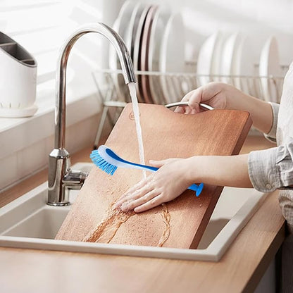 3PCS Dish Brush with Handle, 9.1x1.4 Inch Soft Dish Scrubber, Dishwashing Brush with Suction Cup for Kitchen, Cleaning Tools
