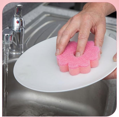 12 Pack Spring Flower Kitchen Sponges Bulk 3.15 x 4.7 Inch Scrub Sponge Dual Sided Scrubber Sponge Holiday Cleaning Sponges Dish for Dishwashing Kitchen Accessories Home Gift Decor
