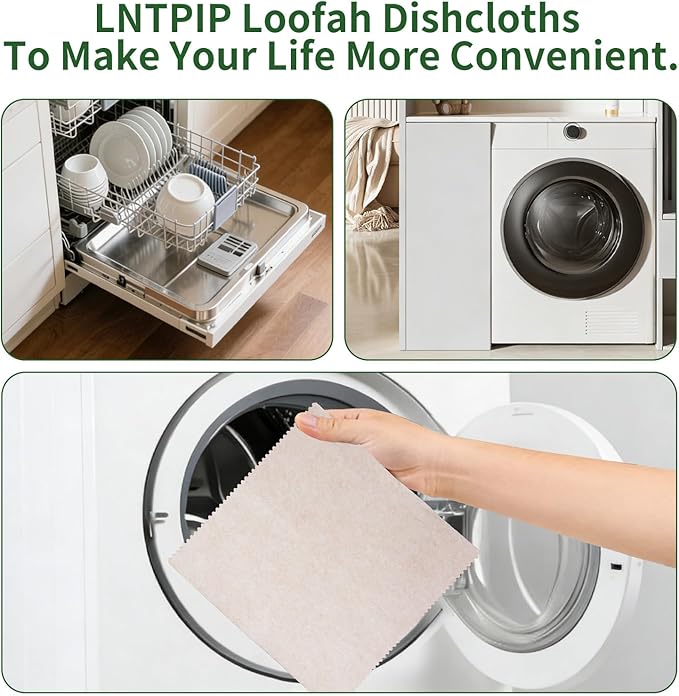 Swedish Dishcloth 10 Pack, 100% Compostable Loofah Kitchen Cloth, Super Absorbent 25x Weight, Non-Stick Oil, Reusable Cleaning Rags for Dishes & Surfaces, 7.87x7.87in