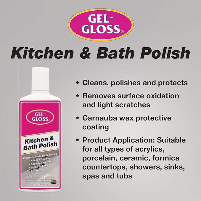 Industries Gel-Gloss Kitchen and Bath Cream Wax Polish, 8 Fluid Ounces -GG-8