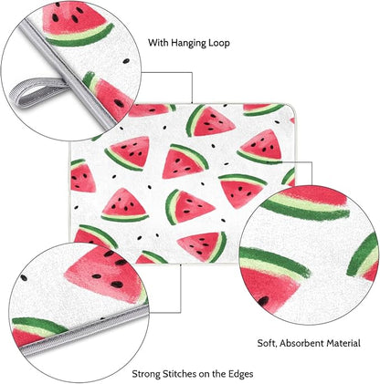 Honeybaby Dish Drying Mat Watermelon Cute Print Dish Drying Mats for Kitchen Counter Absorbent Kitchen Drying Mat Dish Rack Mat 18x24 inches
