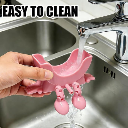 Cute Hanging Sponge Holder with Drainage,3D Printed Kitchen Funny Sponge Stand for Sink,with non-slip pads,Suitable for Scrub Daddy Holder,Keeps Your Sponge Dry Smiling (Pink)