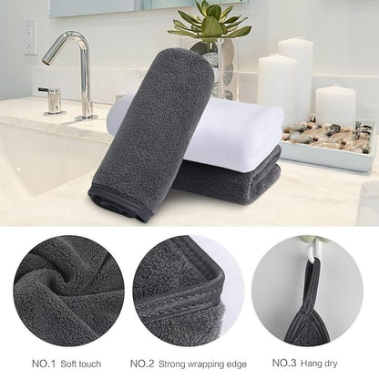 SINLAND Absorbent Coral Velvet Washcloth Ultra Soft Microfiber Face Towels 12 x 12 inch Multi-Purpose Face Cloths for Household and Sport