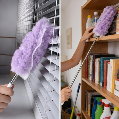 ITTAR 30 Count Duster Refill kit, Duster for Cleaning with Extension Pole, Microfiber Dust Remove Supplies, Fan Feather Dusters for Cleaning Ceiling Fan, Blinds, Furniture, Vent & Shelves-Purple