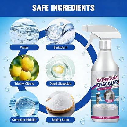 Bathroom Descaler Foam Cleaner - Quickly Dissolves Hard Water Stains,Soap Scum & Limescale,Bathroom Cleaner Spray,Use on Tiles,Shower Glass and Sink Rinse Cleaning Foam (2 PCS)