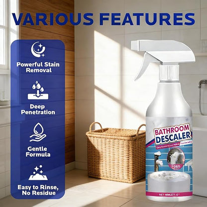 Bathroom Descaler Foam Cleaner - Quickly Dissolves Hard Water Stains,Soap Scum & Limescale,Bathroom Cleaner Spray,Use on Tiles,Shower Glass and Sink Rinse Cleaning Foam (2 PCS)