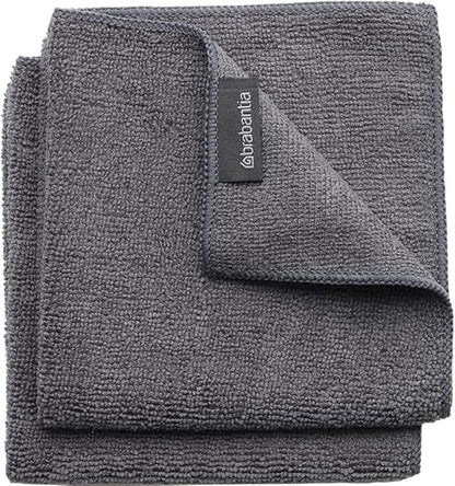 Brabantia x2 Microfiber Cleaning Dish Cloths (Dark Gray) Absorbent Hygenic Rags for Washing, Cleaning, Drying (12x12)