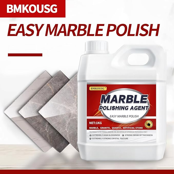 Professional Marble Polish, Polishing Kit, Marble & Granite Polishing Liquid – Restores Shine, Safe for Quartz, Travertine, Tile – High-Gloss Finish, Long-Lasting Protection (2.2LB)