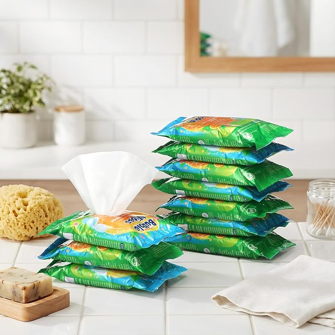 10 Pack Bathroom Cleaning Wipes 200 Count Citrus Scented 2-in-1 Bubble Wipes Cleaner for Bathroom Toilet, Sink, Tile & Shower -Reusable Sealable Pouch, No Scrubbing Needed