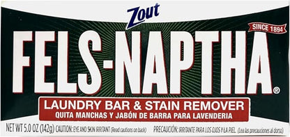 Fels Naptha Laundry Bar and Stain Remover, 5 Ounce Pack of 4