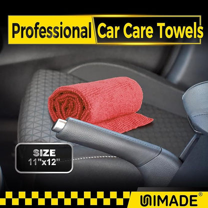 Shop Towel Rag, 200 Pack Reusable Rags Bulk Microfiber Cleaning Cloth Lint Free Towels for Car Kitchen Automotive Bar Mechanic Restaurant Garage, 11.5"x 11.5", Red