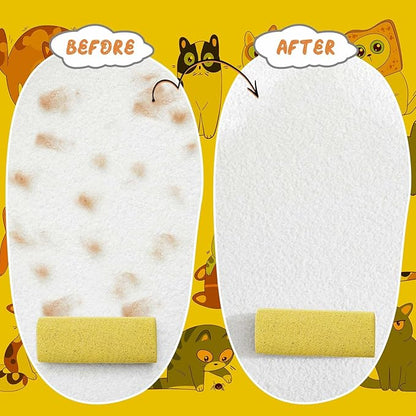 Abbylike 6 Pcs Pet Hair Remover Pumice Stone Reusable Portable Dog Cat Hair Removal Tool Scraper for Carpet,Couch, Bedding, Car Upholstery, Furniture Cleaning (6.1 x 2.56 x 1.4 Inch,Yellow)