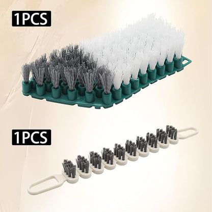 2 Pcs Green+White Bendable Scrub Brushs, Hard Bristle Cleaning Brush Non-Slip Grip Grout Brush, Deep Cleaning Tool for Kitchen Bathroom/Homeowners/Faucets Corners