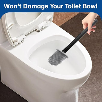 RV Essentials, RV Toilet Brush, Toilet Brush Silicone Won't Damage Toilets, Wall Mounted Toilet Brush Black-Anti-Roll, Anti-Drip Design, Suitable for RV Travel Trailers and Campers