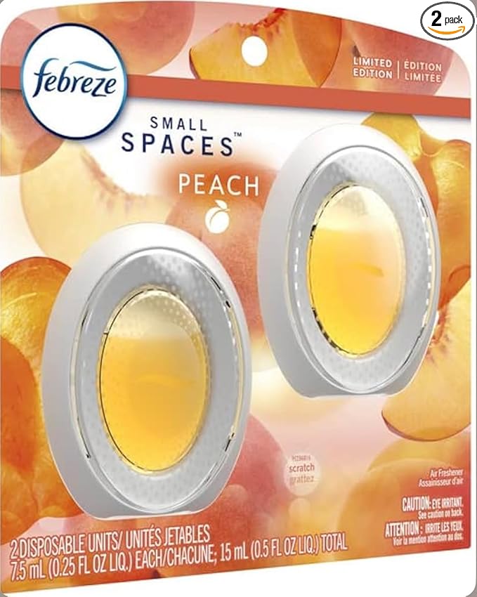2 Pack Febreeze Small Spaces Peach Air Freshener, Room Fragrance for Home and Office