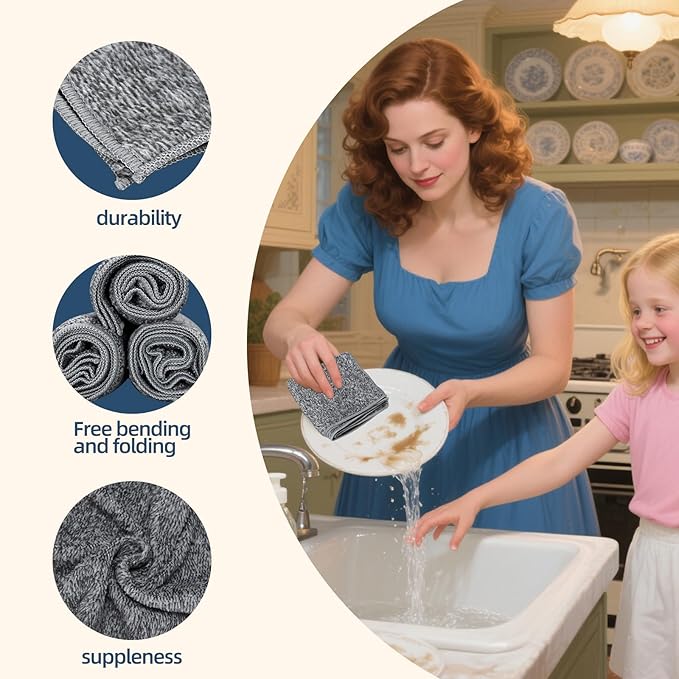 Kitchen Dish Cloths Set, Absorbent Cotton Cleaning Rags, 10Pack (Gray)