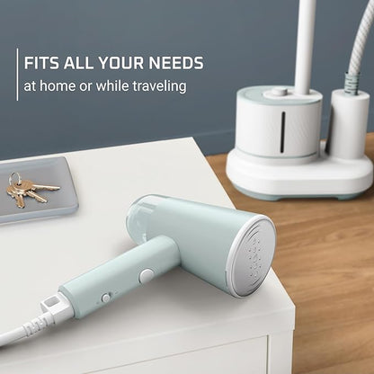 Rowenta Mini Travel Steamer for Clothes, Portable Handheld Steamer with 2.3 Oz Tank, Foldable, 1100 Watts, Ironing, Travel Essentials, Green, DR1014