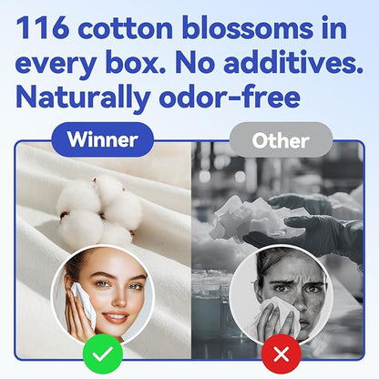 Winner Face Towels, 100% USDA Biobased Facial Towelettes XL, Disposable Face Towel for Sensitive Skin, Ultra Soft Makeup Remover Dry Wipes, Odor-Free, 55 Count, 1 Pack
