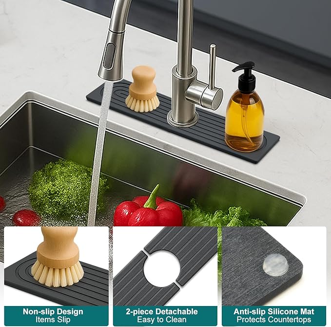 Small Quick Drying Stone Sink Protectors for Kitchen Sink Water Absorbing Diatomite Faucet Mat Stone Drying Mat for Bathroom Counter Kitchen Decor And Accessories Sponge Holder