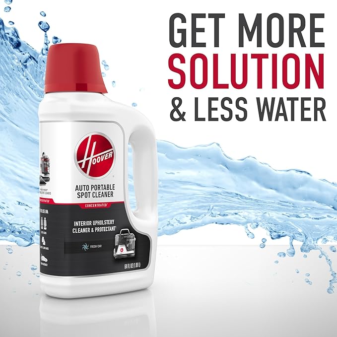 Hoover Auto Portable Spot Cleaner Solution, 64 oz., Fresh Car Scent, Car Interior Upholstery Cleaner and Protectant, Tackles Tough Stains and Pet Messes, Designed for Hoover CleanSlate Spot Cleaners