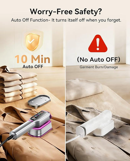 DIGIX 2-in-1 Steamer & Iron, 10s Heat-up, LED Display, 6 Modes, 130ml Large Tank, Self Clean, 1200W Travel Steamer for Clothes, Portable Handheld Garment Steamer for Travel Home Office, Auto-off, 120V