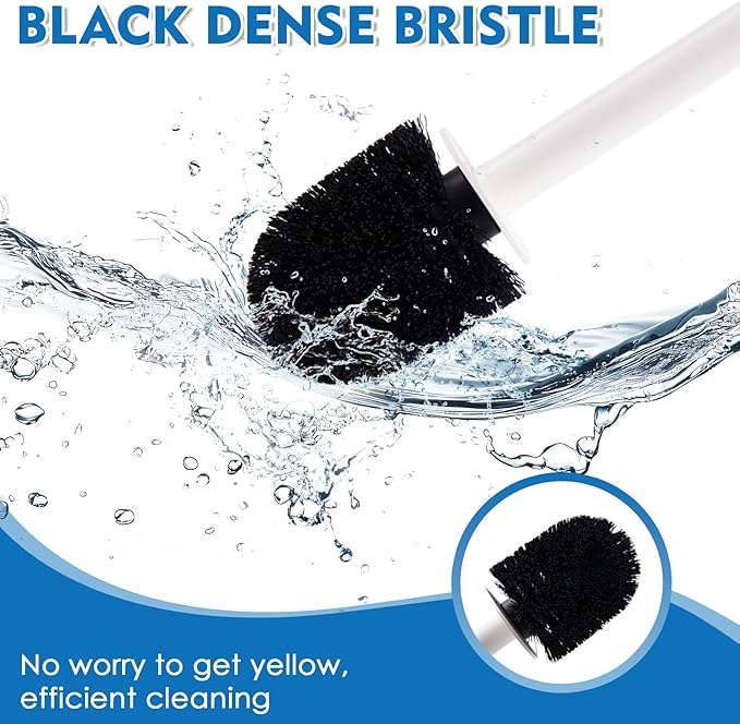 2 Pack Toilet Brush for Bathroom, Toilet Brush and Holder Set, Toilet Bowl Brush with Long Handle for Drip-Proof Deep Cleaning with Hidden Scrubber Brush White