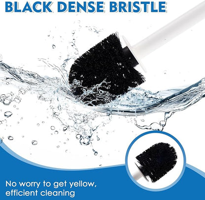 2 Pack Toilet Brush for Bathroom, Toilet Brush and Holder Set, Toilet Bowl Brush with Long Handle for Drip-Proof Deep Cleaning with Hidden Scrubber Brush White
