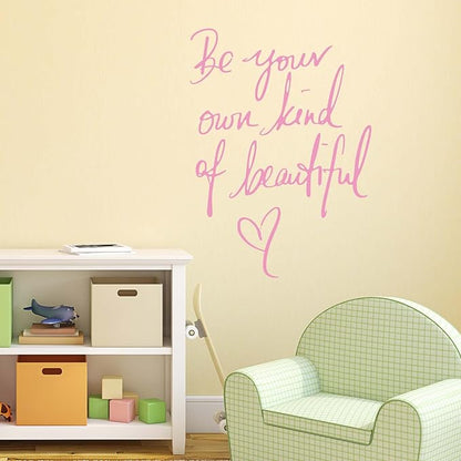 Wall Stickers Inspirational Quote, Wall Decals Peel and Stick, Be Your Own Kind of Beautiful Quote Art Lettering Wall Stickers for Girls Bedroom Living Room Office Home Background Decoration(Pink)