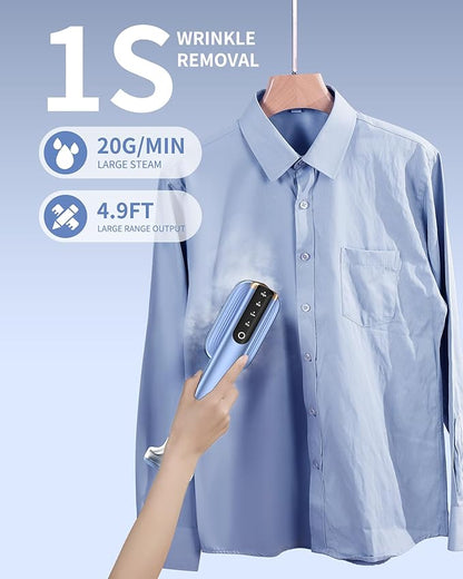 MIYOKO 2-In-1 Steamer & Iron for Clothes, 15s Fast Heat-up 1200W Portable Handheld Garment Steamer, Travel Size with Large Ceramic Heat Panel, 25 G/MIN Powerful Steam Quick Wrinkle Removal, 110V-120V