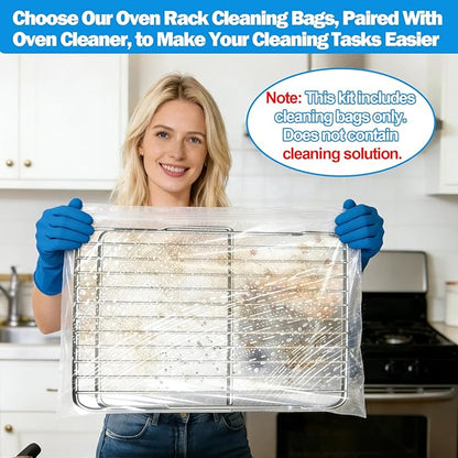 XANGNIER 10 Pack No Scrub Oven Rack Cleaning Bags with Side Zipper Opening,27.8 * 19.5 in,No Cleaner Included, Reusable Leakproof Soaking Cleaner Bags for Removable Metal Rack,BBQ Grills,Grill Grate