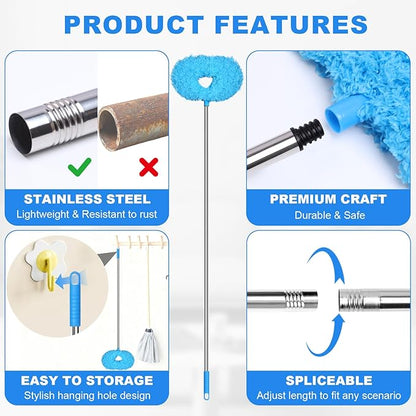 Storystore Ceiling Fan Cleaner Duster - Adjustable Duster with Extension Pole,Dusters for Cleaning Fan Blade, Walls and Cobweb (7FT/Blue)
