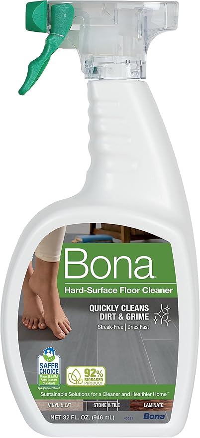 Bona Multi-Surface Floor Premium Spray Mop & Bona Multi-Surface Floor Cleaner Spray, for Stone Tile Laminate and Vinyl LVT/LVP, 32 Fl Oz & Bona Multi-Surface Floor Cleaner Refill - 128 fl oz