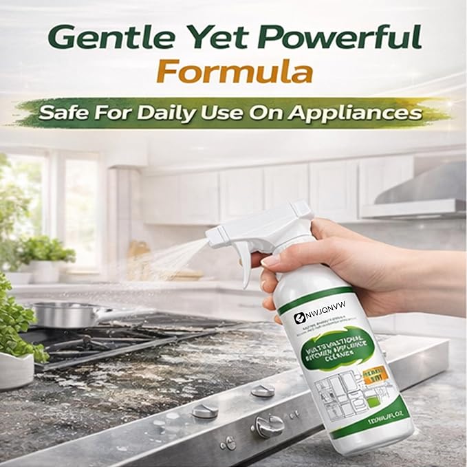 Multifunctional Kitchen Appliance Cleaner Spray Degreaser Stainless Steel Polish Grease Remover Oven Stove Hood Microwave Sink Countertop Cleaning Solution Protective Coating Shine Restore 120ml(2PCS)