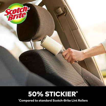 Scotch-Brite 50% Stickier Auto Lint Roller 4 Rollers 48 Sheets Per Roller (192 Sheets Total)