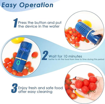 Cudinham Fruit and Vegetable Purifier Cleaner Washing Machine Capsule Shape Disinfection OH-ion Purification Technology for Cleaning Grains Rice Meat Seafood, Blue