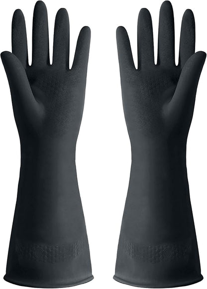 Black Cleaning Rubber gloves, M-L Kitchen Household Dishwashing Latex Gloves, Heavy Duty Chemical Glove