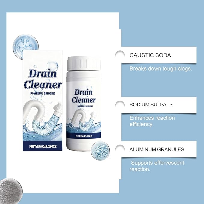 Drain Clog Remover, Powerful Pipe Dredging Agent, Sink & Drain Cleaner Powder, Dredging Agent for Kitchen Toilet Pipeline Quick Cleaning Tool (3)