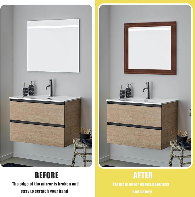 Teemall 10M Wood Grain Removable PVC Waterproof Border Wall Decor Self Adhesive Kitchen Bathroom Tiles Sticker Wallpaper Mirror Frame Sticker (Beige)