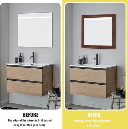Teemall 10M Wood Grain Removable PVC Waterproof Border Wall Decor Self Adhesive Kitchen Bathroom Tiles Sticker Wallpaper Mirror Frame Sticker (Beige)