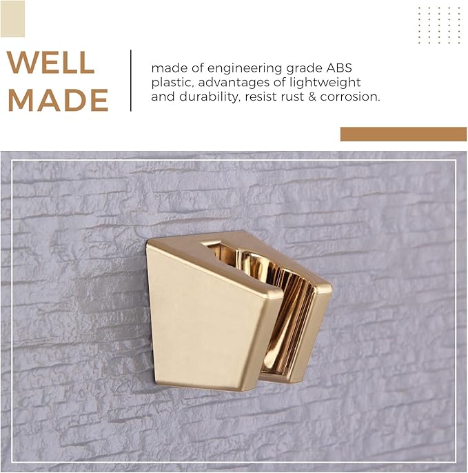 Hand Held Shower Bracket with Two Slot, Aomasi Handheld Shower Head Hose Hanger, ABS Plastic Bidet Sprayer Handle Holder Wall Mount, Brushed Gold