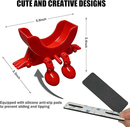 Cute Hanging Sponge Holder with Drainage,3D Printed Kitchen Funny Sponge Stand for Sink,with non-slip pads,Suitable for Scrub Daddy Holder,Keeps Your Sponge Dry Smiling (Red)