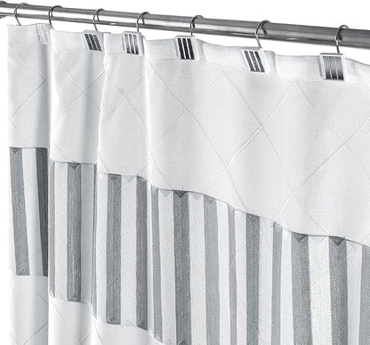 Creative Scents Quilted Mirror White Shower Curtain Hooks - Set of 12 Shower Curtain Rings Durable Sturdy Constructed - Decorative Smooth Gliding Shower Hooks for Shower Curtain