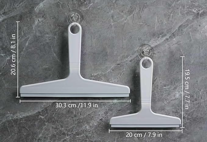 New Talent 2 PCS Shower Squeegee White, for Shower Glass, Shower Doors, Bathroom, Window and Car Glass(1 Large and 1 Small)