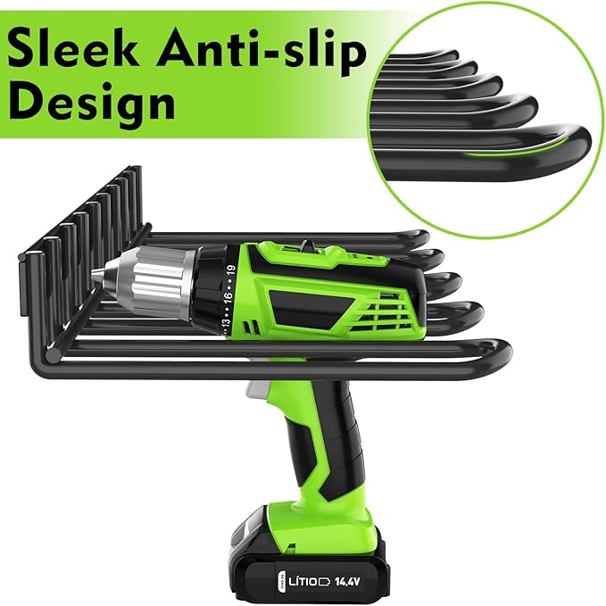 ENONCI 2 Pack Power Tool Organzier Wall Mount, Thicked Heavy Duty Drill Holder, Drill Storage Rack Organizer for Dewalt Milwaukee Ryobi Cordless Tools