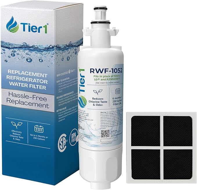 Tier1 RWF1052 ADQ36006101 Refrigerator Water & Air Filter Combo | Replacement for LG LT700P & Kenmore 9690 Fridge Filter - Lasts up to 6 Months | Easy Install | Odor Control | Great Tasting Water