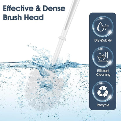 Mimorou 12 Sets Toilet Brushes and Holders Set White Toilet Bowl Brushes for Bathroom Scrub with Plastic Holders for Bathroom Cleaning Accessories