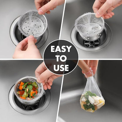 400 Pack Kitchen Sink Strainer Mesh Bag, Anti-Clogging Disposable Sink Drain Covers, Kitchen Essentials Sink Filter Nets, Fits Most Sink Strainers (4.0 x 4.0 Inch)